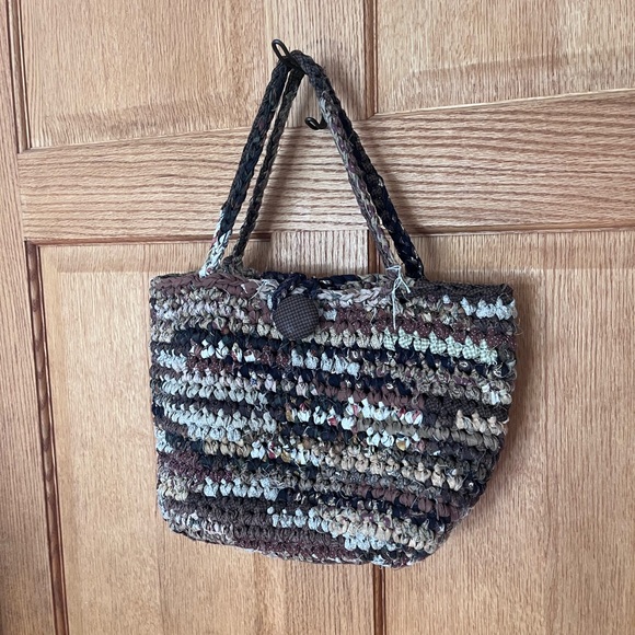 Crochet boho, cottagecore Handcrafted Multicolor Woven Tote Bag - Picture 4 of 4